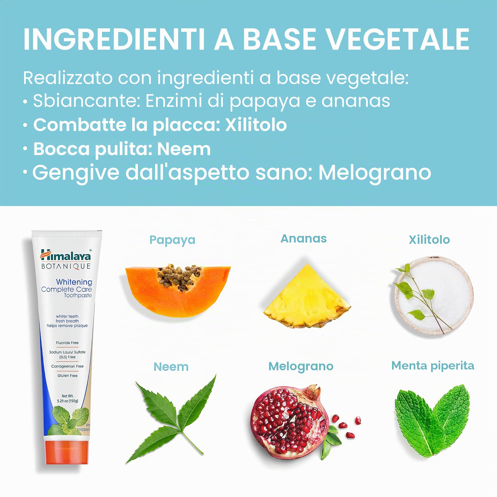 Himalaya Botanique Whitening simply Peppermint |Prevents germs and improves Oral & Dental health |Strenghtens teeth| All Natural, Fluoride & SLS free | 100% Vegetarian and Vegan Friendly- 150g