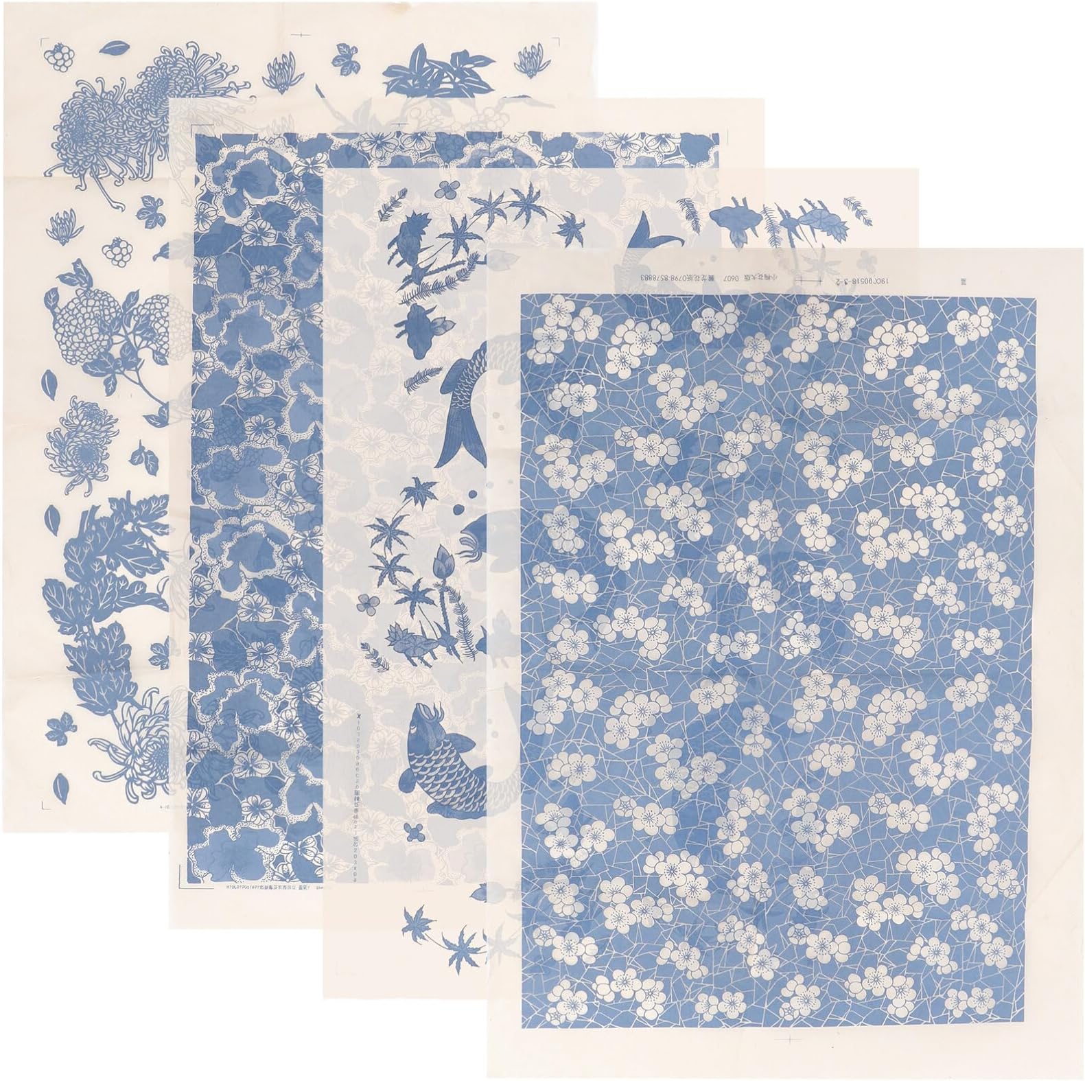 SEWACC 4 Sheets Ceramic Clay Transfer Paper Underglaze Paper Porcelain Decal Pottery Art Stickers Overglaze Enamel Waterslide Decal