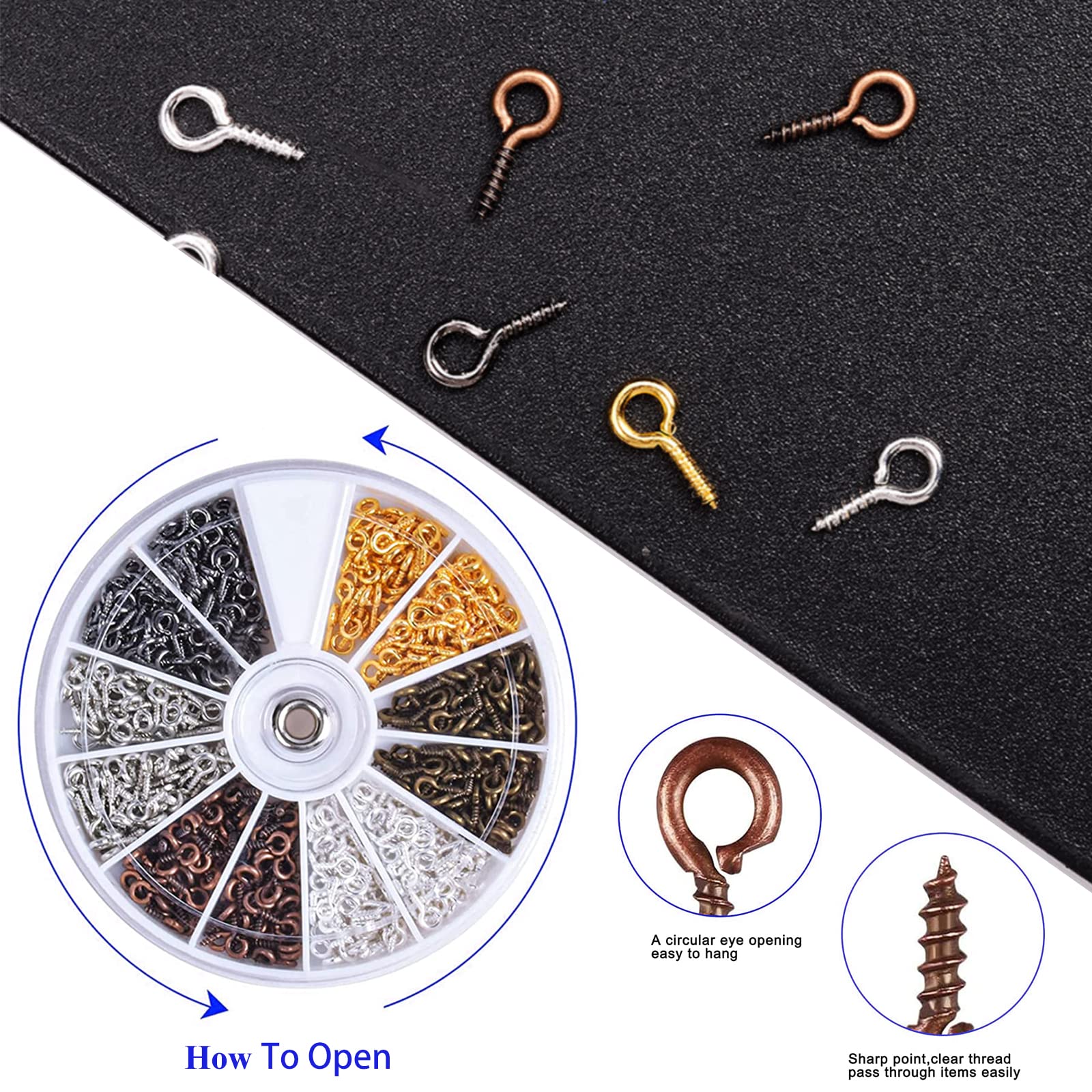 600 Viti A Occhiello Multicolore - Per Gioielli Fai Da Te, Artigianato, 4x8 Mm - Foto 8