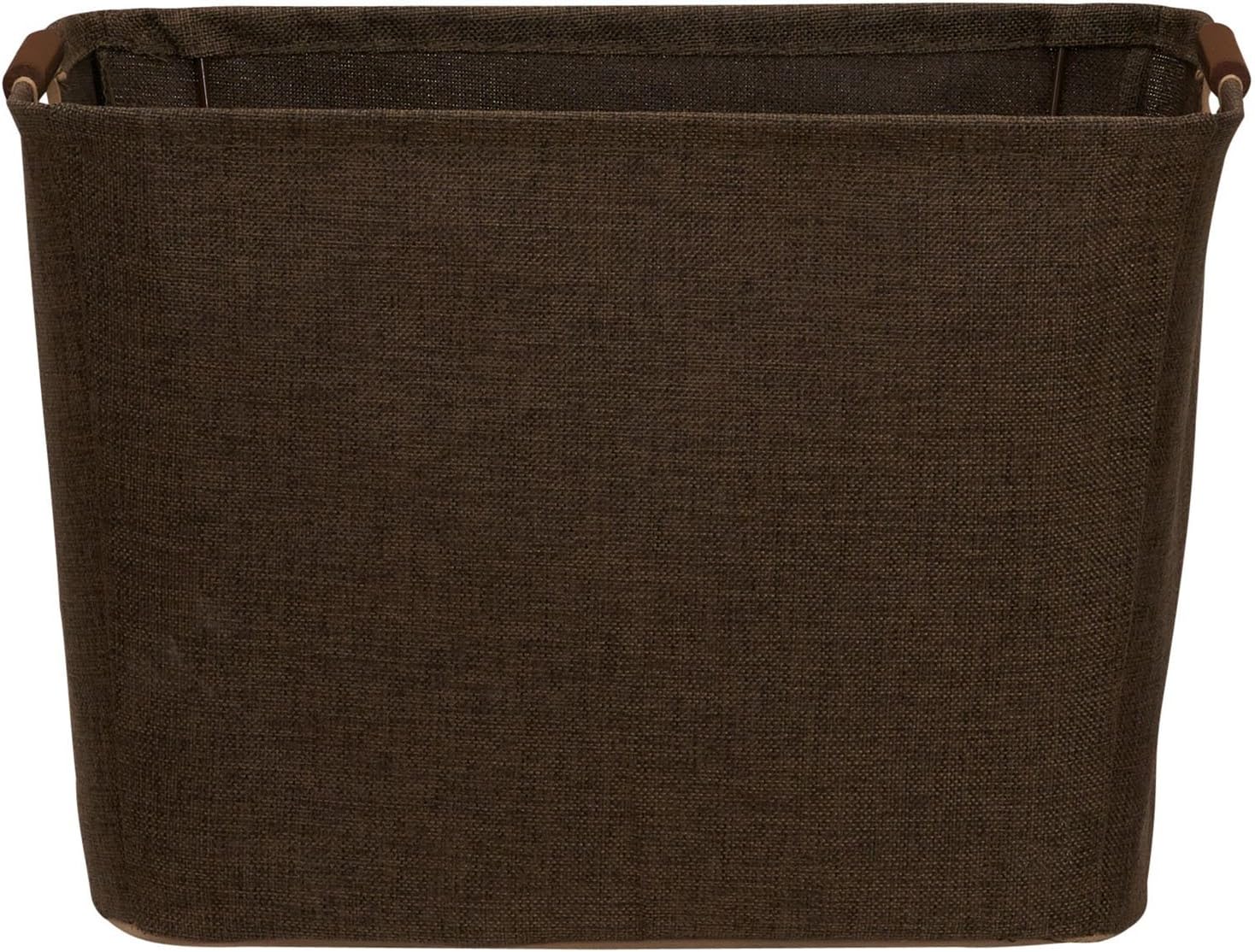 Household Essentials 601 Medium Shelf Basket with Wood Handles | Multi-Purpose Home Storage Bin | Brown Coffee Linen, Medium, Cocoa