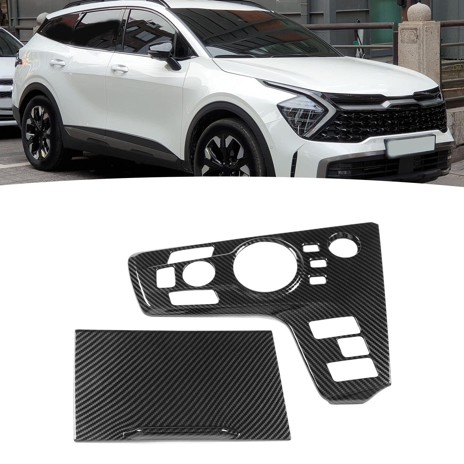 KIMISS Pokrywa panelu skrzyni biegów w stylu carbon dla Kia Sportage NQ5 2022+ LHD - Rama dźwigni zmiany biegów, dekoracyjna naklejka