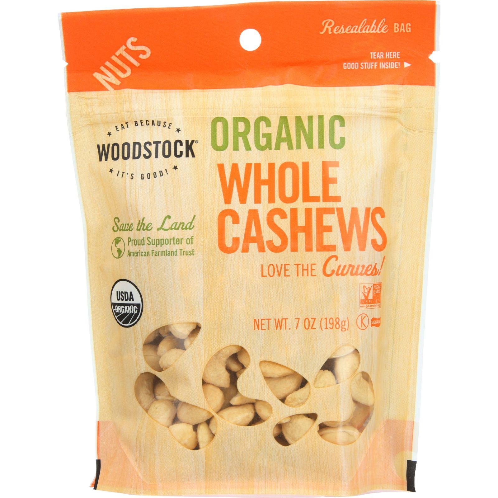 100% Organic Whole Cashews; Raw