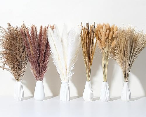 Miniatura 7 de 9 tallos de hierba de las pampas para decoración de 48 pulgadas4 pies, hierba larga y esponjosa de pompas secas, hierba de pampa grande para jarrón