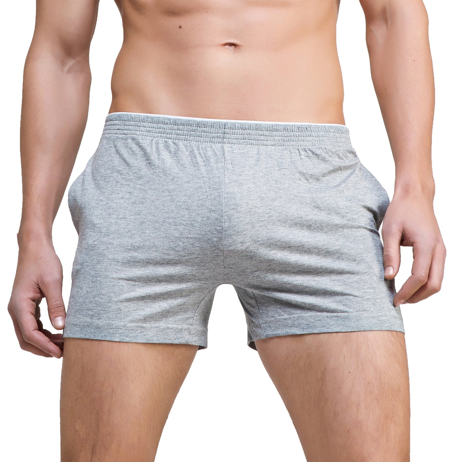 LinemoonMen's Solid Cotton Sleep Bottoms Fashion Simple Active Shorts