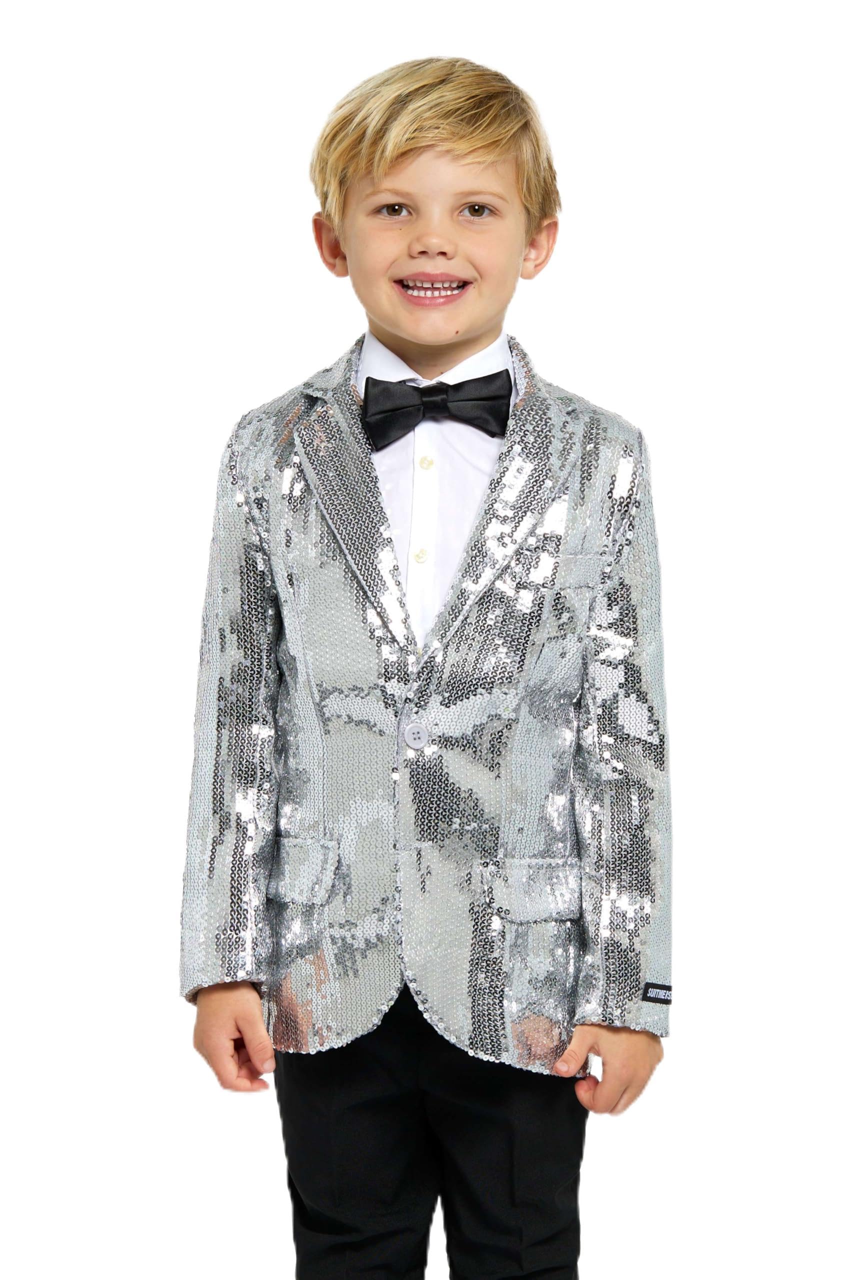 Suitmeister Blazer de lentejuelas para niños chaqueta de fiesta brillante ajuste delgado