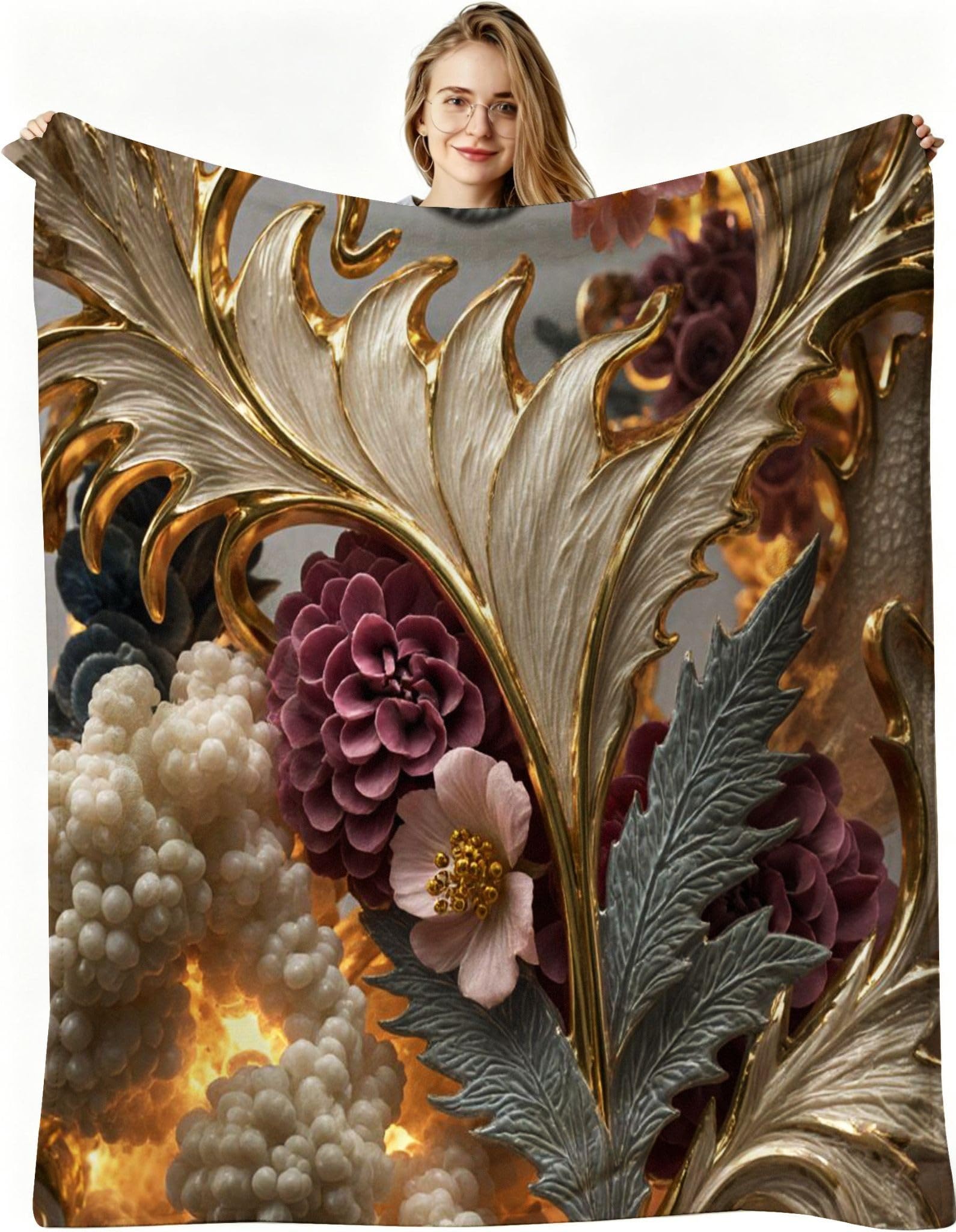 Coperta Pile Matrimoniale 240x260 cm Murales Gialli, Coperta XXL Super Morbida Multiuso Come Copriletto o Plaid da Salotto, Calda e Leggera, Protezione dal Freddo, AW5484