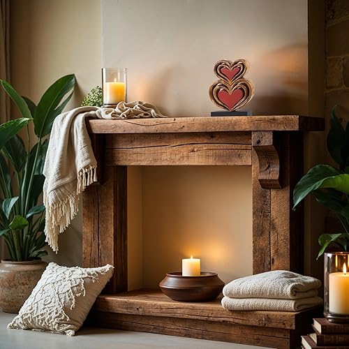 Miniatura 4 de Escultura de corazones en madera maciza para otoño, otoño, Acción de Gracias, decoración del hogar, consola de café, estante de mesa, dormitorio,