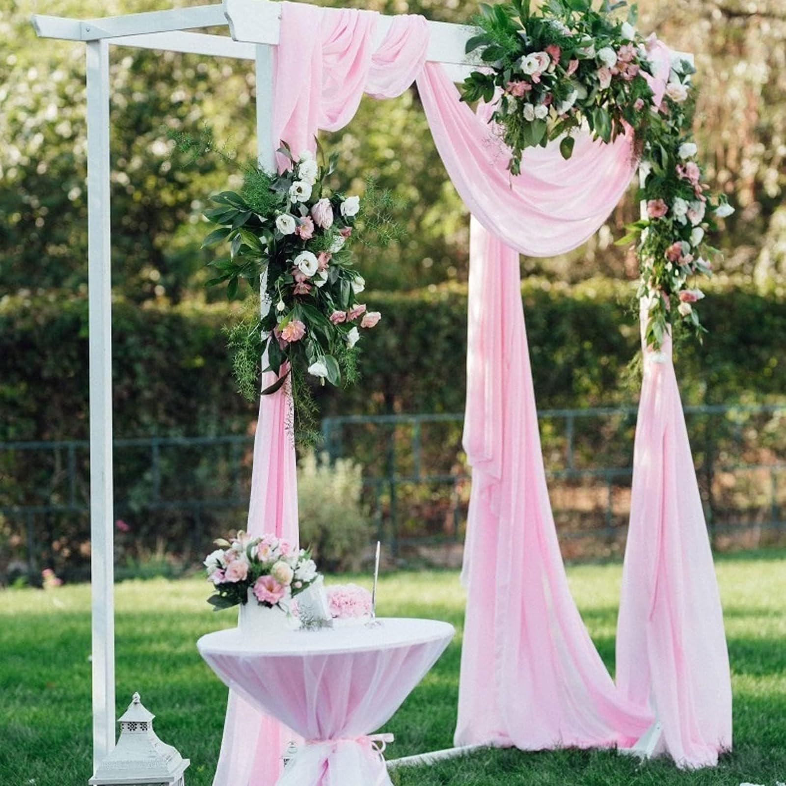 HUHJYUGE Lot de 1 Mariage Arche Tenture, Mariage Voilage Drapés en Mousseline Elastique, Elégant Romantiques Transparent Tissu Rideaux Decor, pour Déco Fête Cérémonie Rideaux (18 600cm)