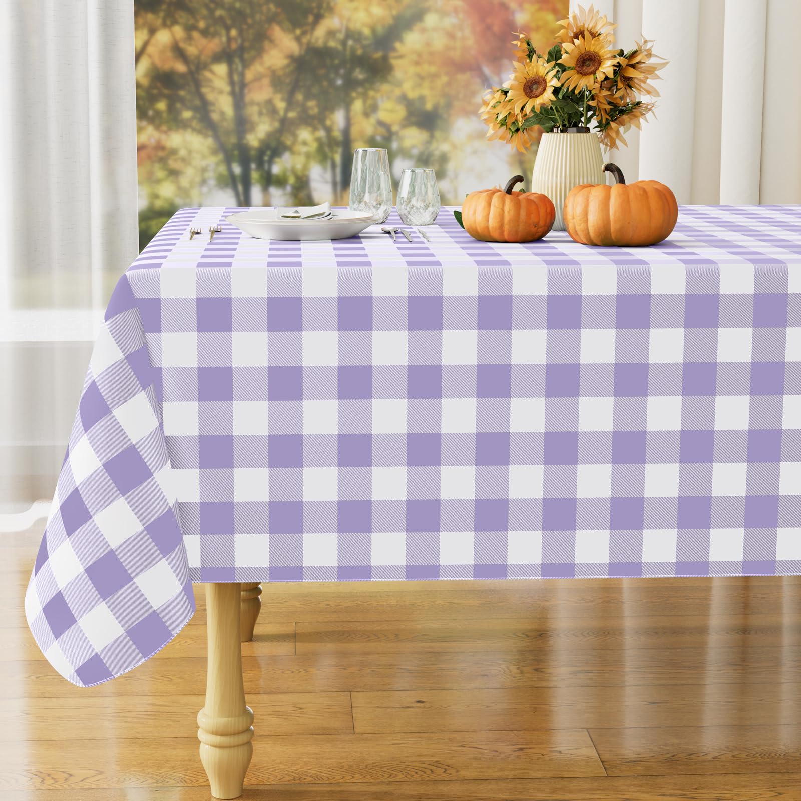 misaya Rectangular Waterproof Vinyl Table Cloth, Flannel Backed Tablecloth