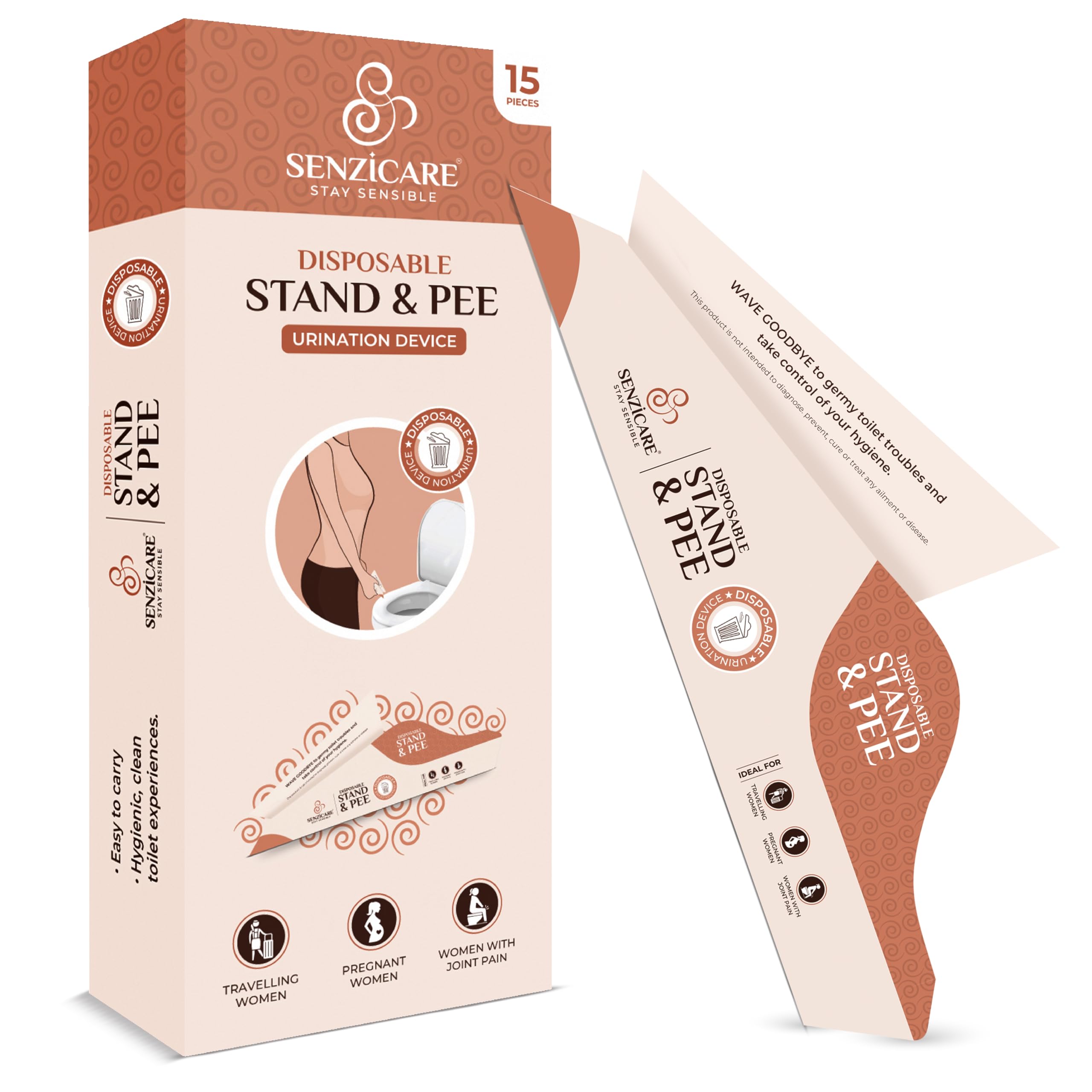 Senzicare Disposable Stand & Pee Female Urination Device for Women | Leak-proof | Easy To Carry | Reduces The Risk Of UTI | Public Toilets, Travel, Camping, Hiking and Outdoor Activities (Pack of 15) (B0CC9GWBL9) Amazon Price History, Amazon Price Tracker