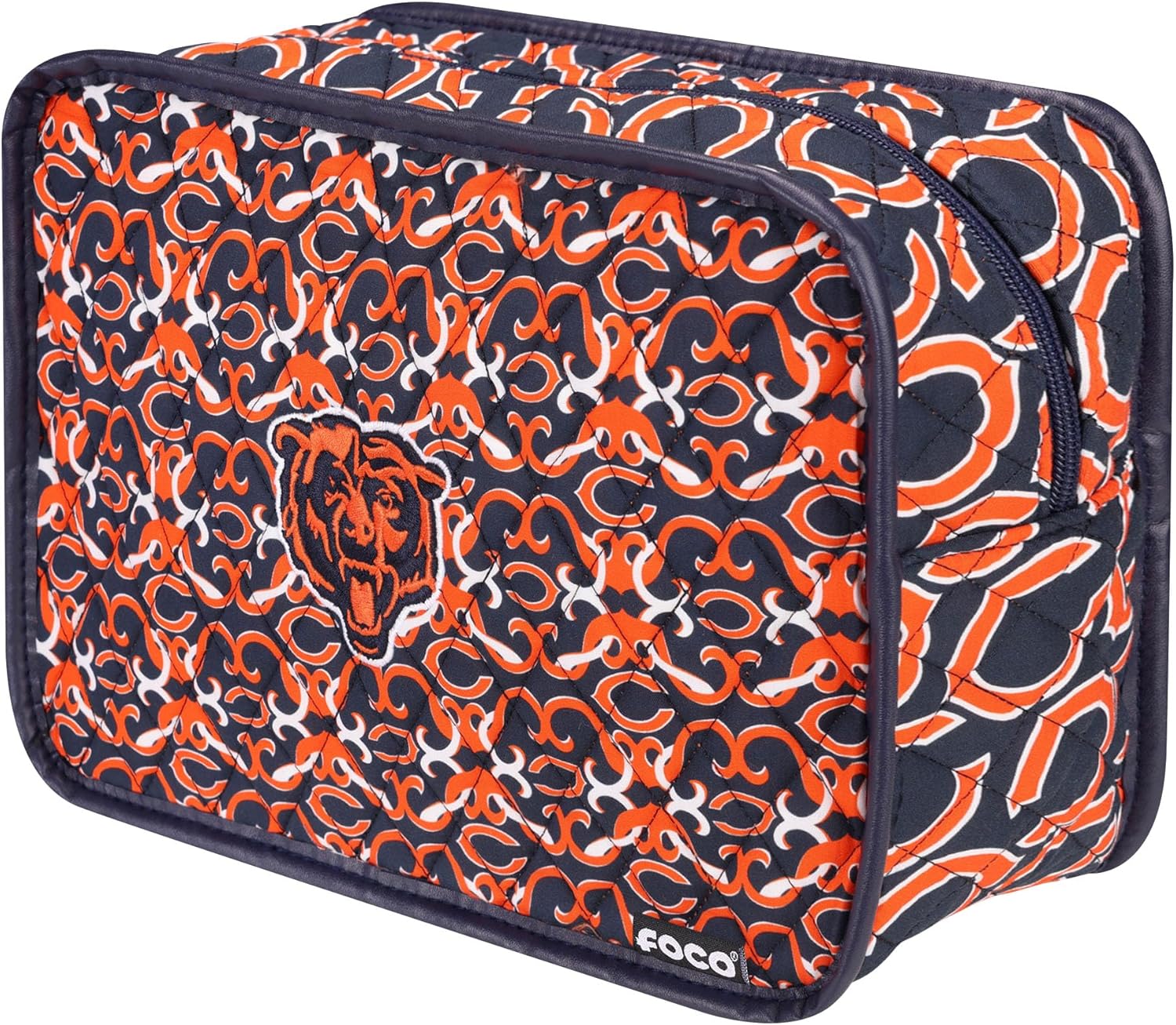 FOCO NFL Logo Quilted Printed Cosmetic Toiletry Bag, Team Color