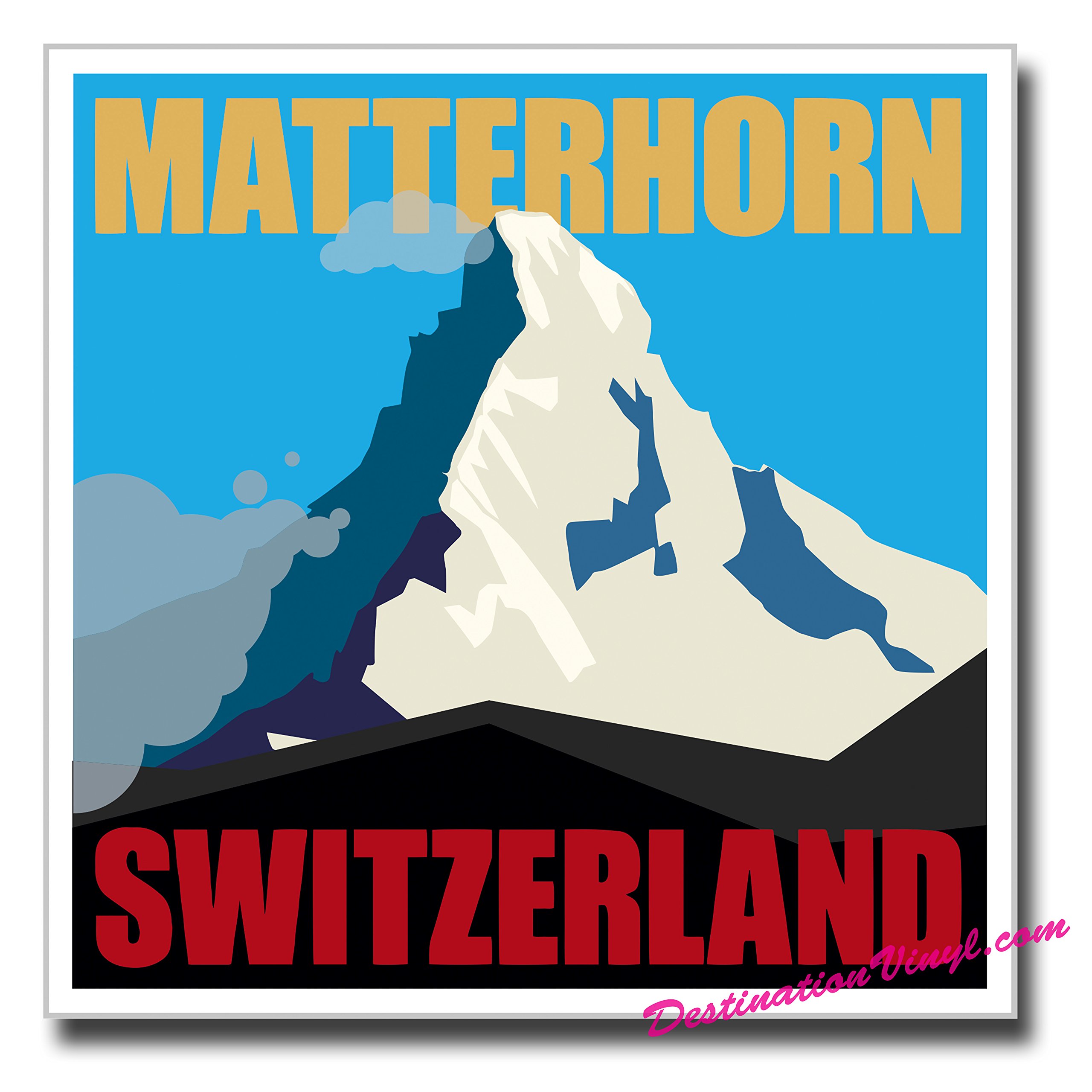 2 x Glossy Vinyl Stickers - Matterhorn Switzerland Travel Fun Laptop Decal #0165 (As Shown.)