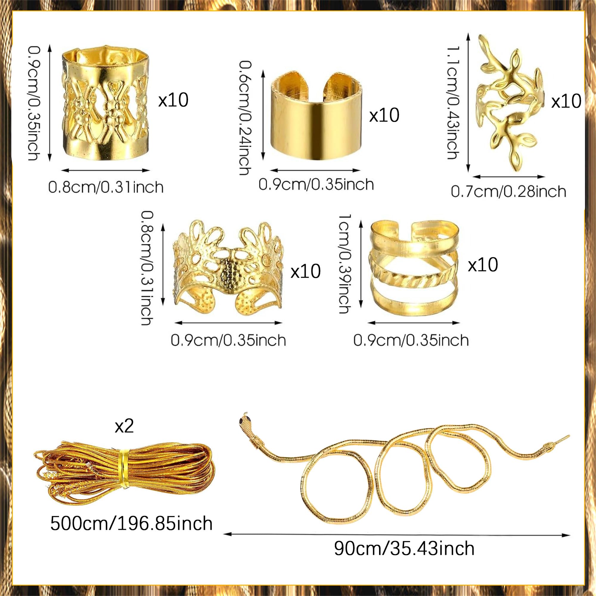 LaVenty Egyptian Costume Accessories Gold Hair Clips Egyptian Headpiece Snake Arm Bracelets Halloween Costumes Cleopatra Party Decoration - Image 2