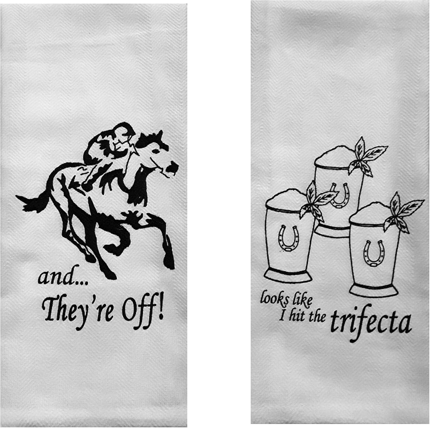 Derby Party Tea Towels Set of 2 - and They're Off & Looks Like I Hit The Trifecta