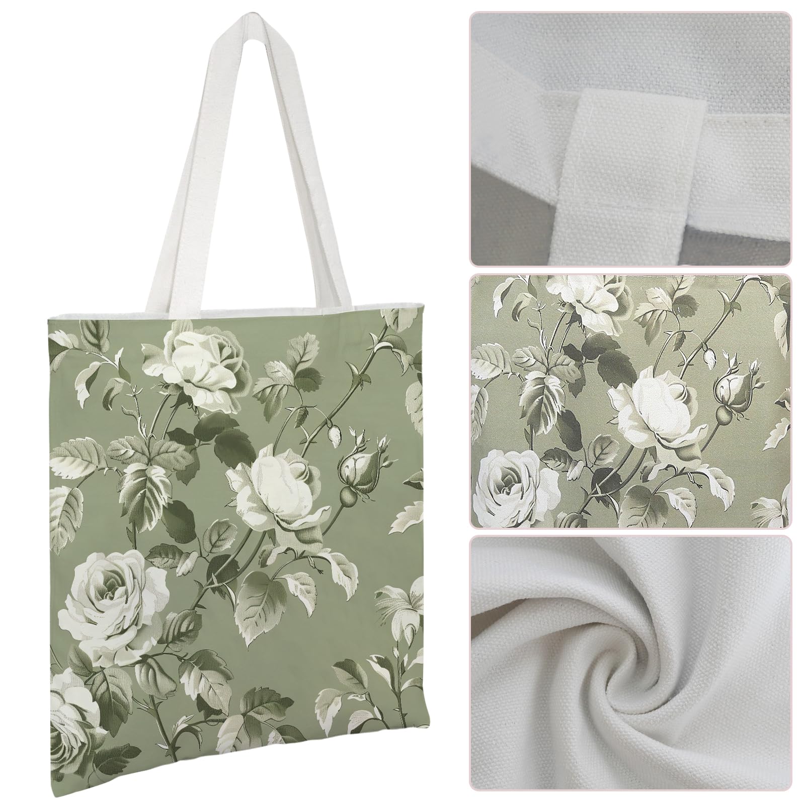 Borsa a secchiello in tela floreale per donna Chinoiserie Tote Bag Estetica Riutilizzabile Borse della spesa per Viaggi Shopping