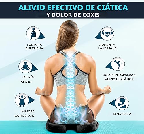 Miniatura 5 de ComfiLife - Cojín prémium de gel y espuma viscoelástica para silla de oficina, escritorio y asiento de automóvil, recomendado por doctores para Negro