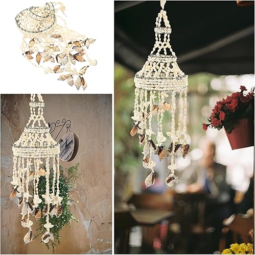 Miniatura 9 de Garneck Carillón de viento de concha de chula natural, campana de viento decorativa para vacaciones, adorno colgante náutico para decoración del
