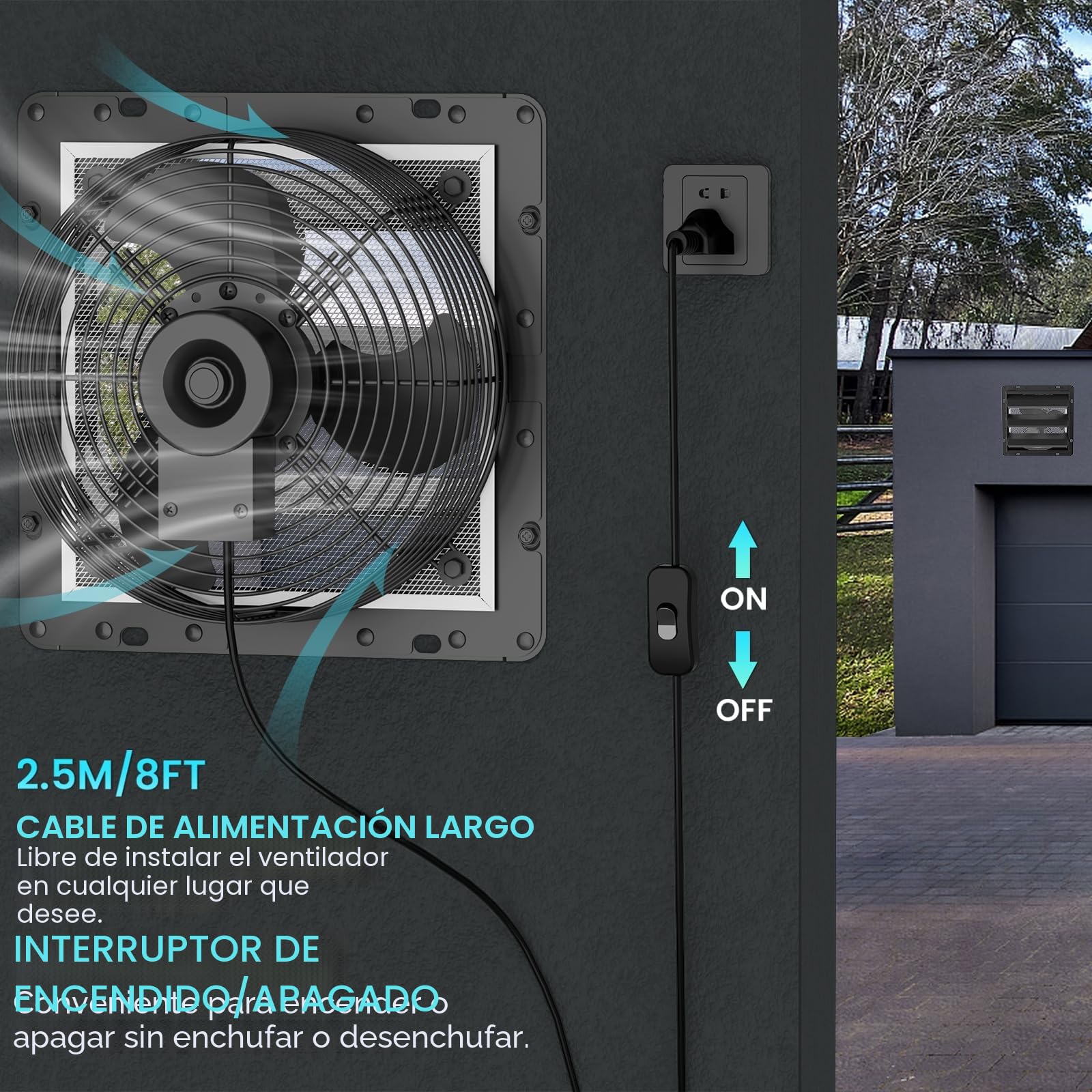 HG Power 250mm Ventilador Extractor de Aire Escape 1100 m³/h Extractor Industrial para Enfriar Casas y Almacenes, Ventilación, Circulación de Aire con Enchufe EU