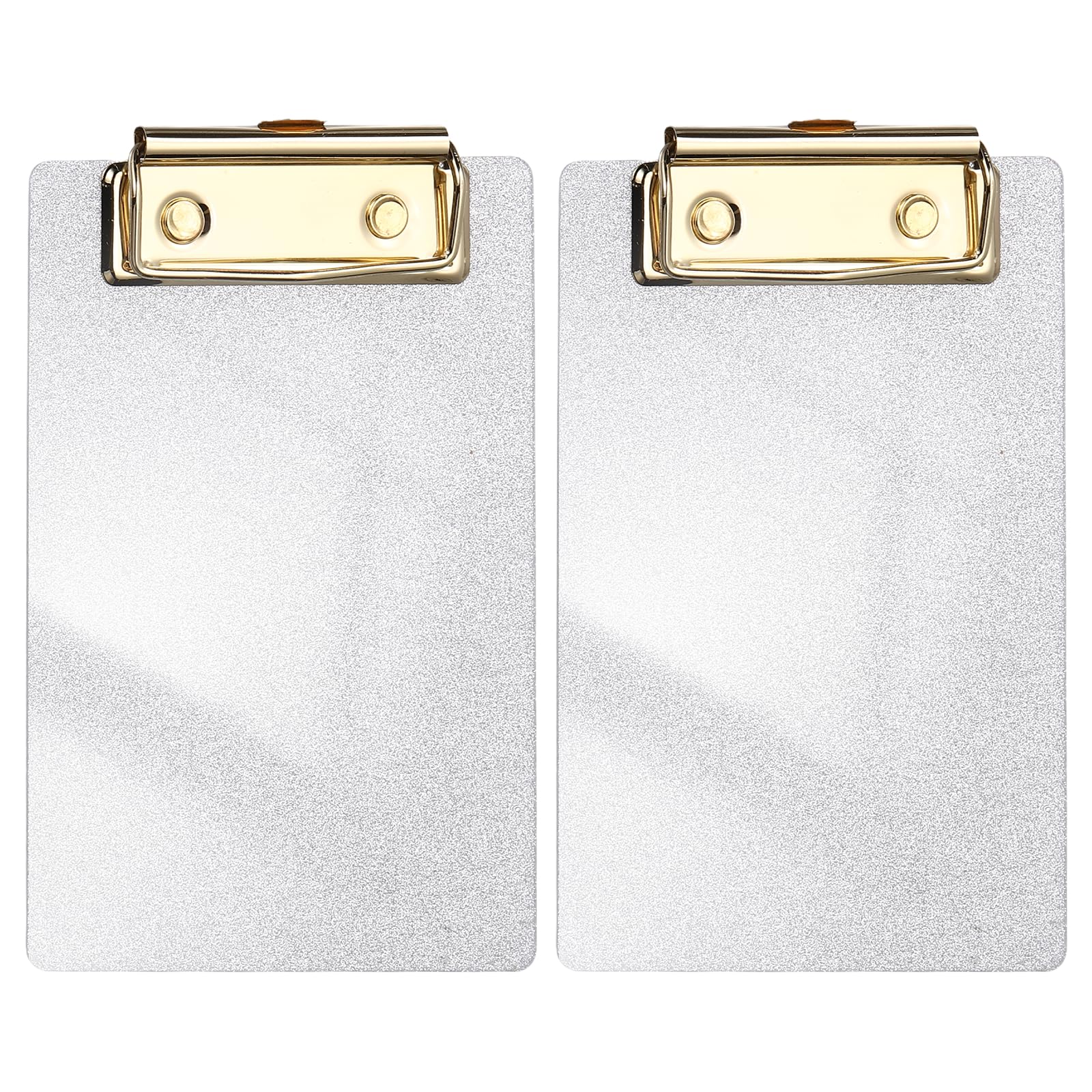 PATIKIL 2 Pcs Acrylic Clip Boards, 150mm x 100mm A6 Silver Tone Stylish Acrylic Clipboards Glitter Design Cute Clip Boards Office Supplies for Restaurant Shop Store Note Sign Holder