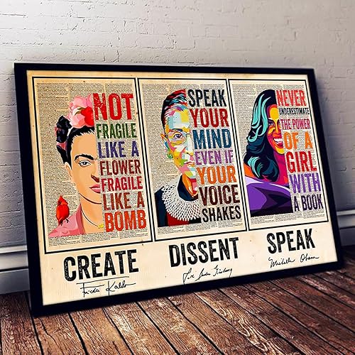 Miniatura 2 de Schian Póster de arte de pared feminista para decoración del hogar Ruth Bader Ginsburg Frida Kahlo RBG Michelle Obama creat disentido habla mujeres