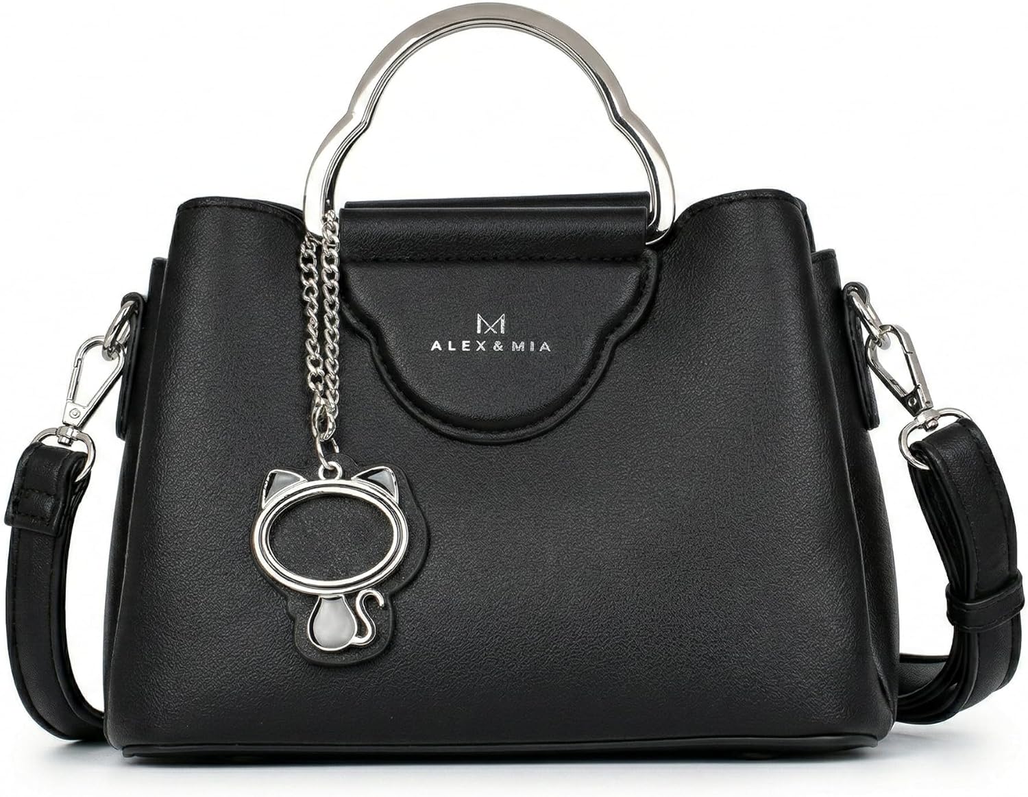 Women’s Top-Handle Hanbags Vegan Leather Small Satchel Purse Fashion Shoulder Bag with Cute Charm For Girls and Teens