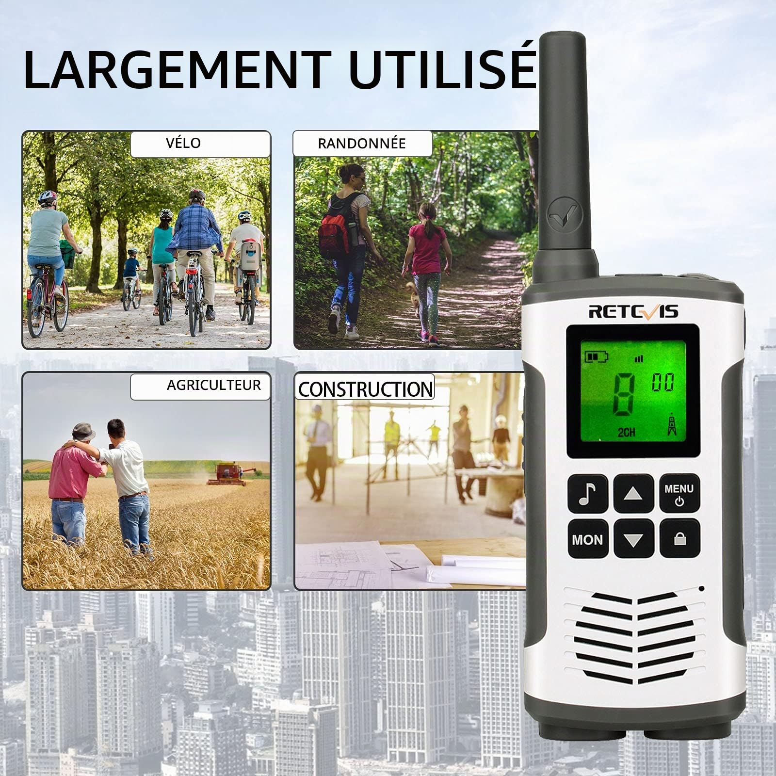 Retevis RT45 Talkie Walkie 4 Pièces, sans Licence Radio pour Ecole Famille