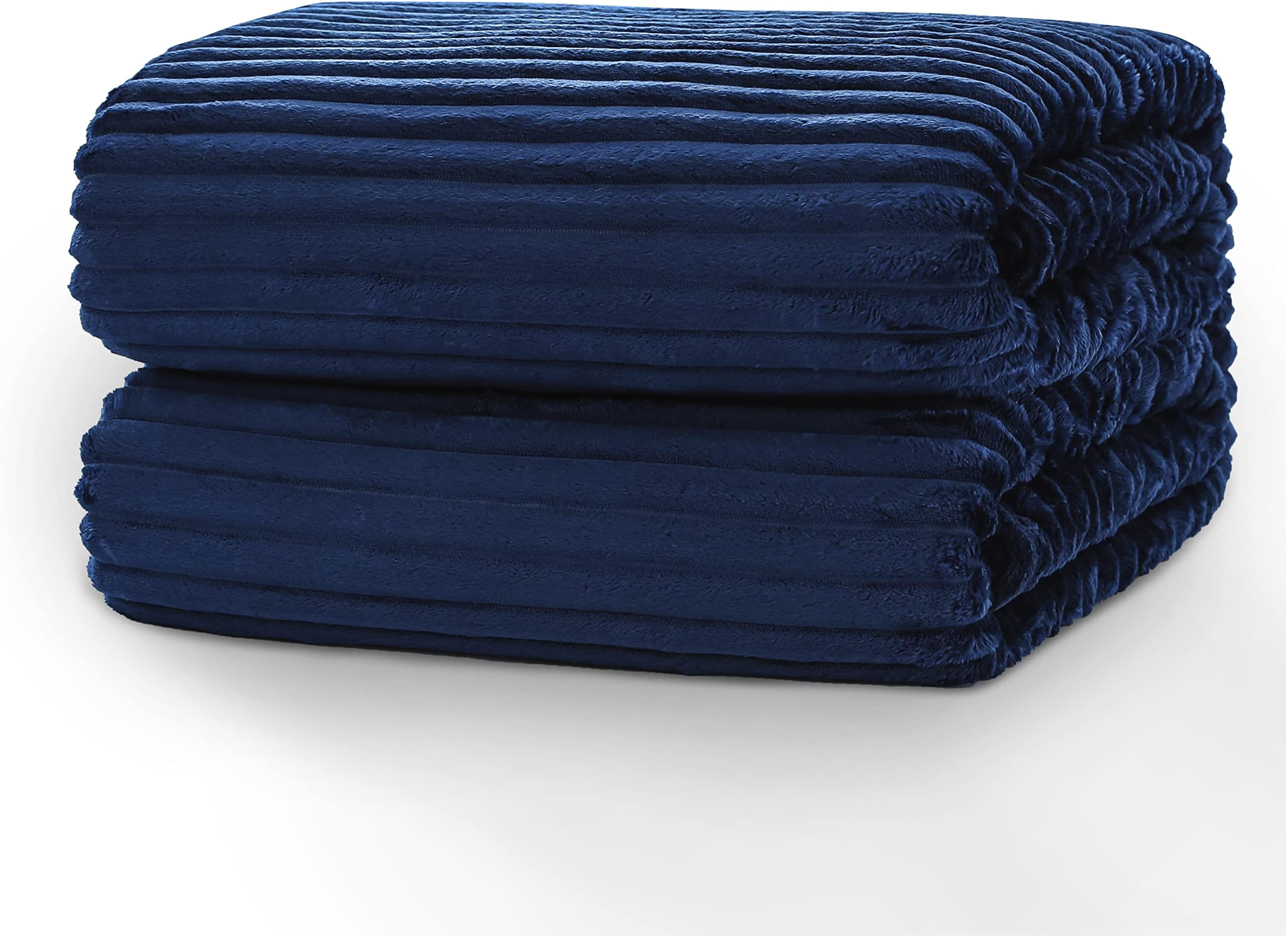 SE SOFTEXLY Striped Fleece Blankets, Soft Warmer Throw Blankets for All Season, Lightweight Microfiber Flannel Blanket Suit for Home Bed, Sofa & Dorm (Blue, 50"x60")