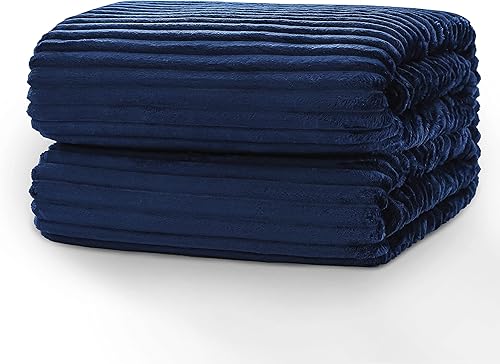 SE SOFTEXLY Mantas de forro polar a rayas, mantas suaves y más cálidas, para todas las temporadas, manta ligera de franela de microfibra para cama