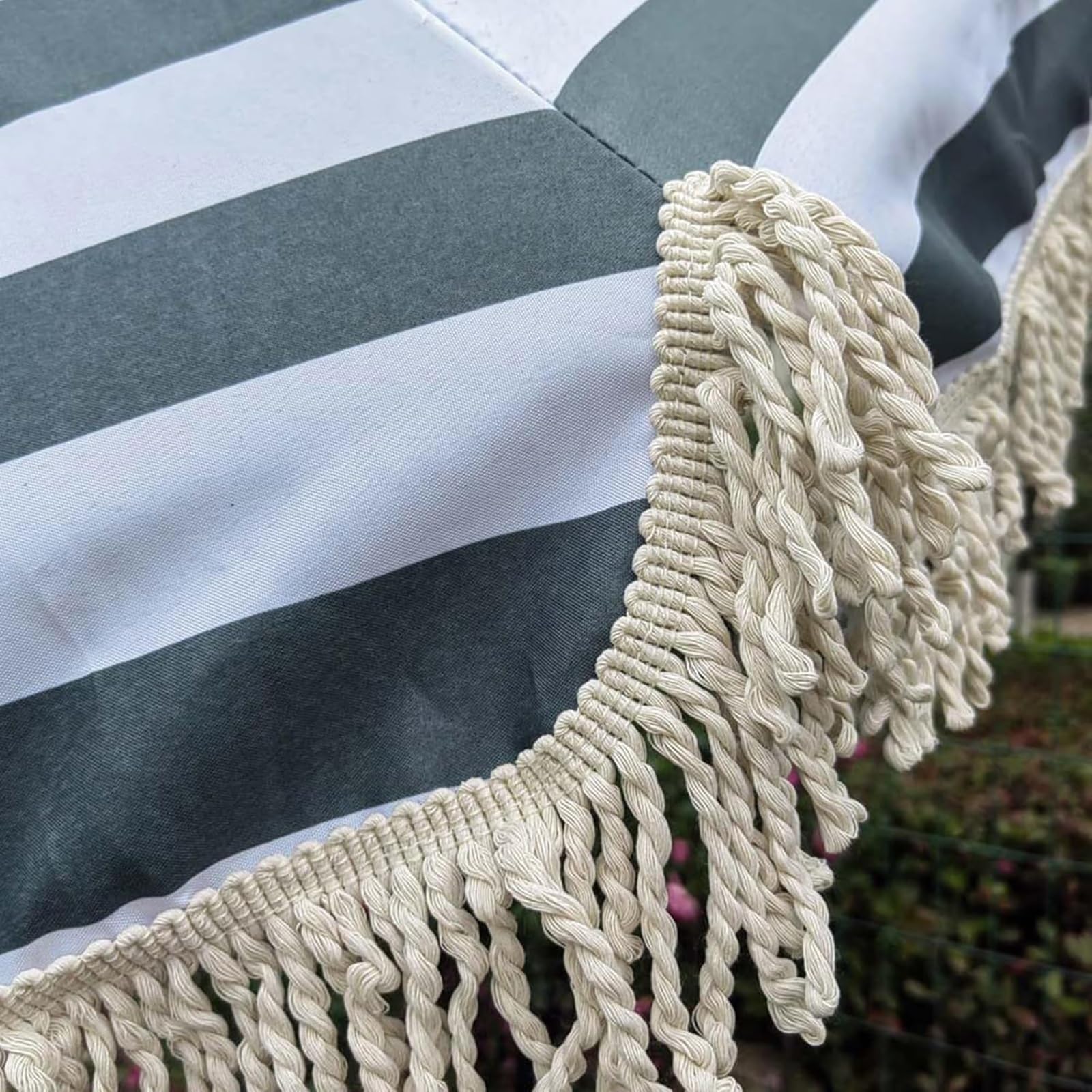 Ombrellone da Spiaggia Antivento Resistente, Righe Blue Bianche Ombrellone da Giardino Rotondo Ø 180 cm con Frange,Tenda da Spiaggia Portatile, Include Borsa Portatile