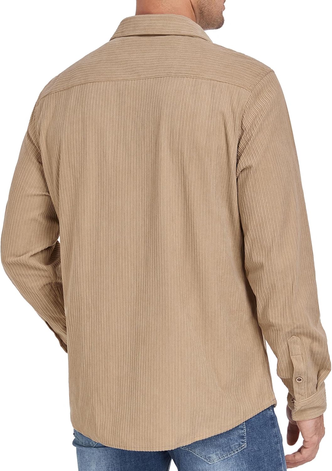 Men's Corduroy Shirt Jacket Casual Long Sleeve Button Down Shirts Lightweight Shacket Overshirts with Pockets - Image 4