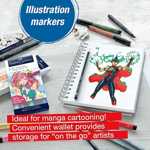 Miniatura 7 de Faber-Castell Pitt Artist Pen Manga Kaoiro Dibujo e Ilustración Billetera  6 marcadores de artista de tinta India