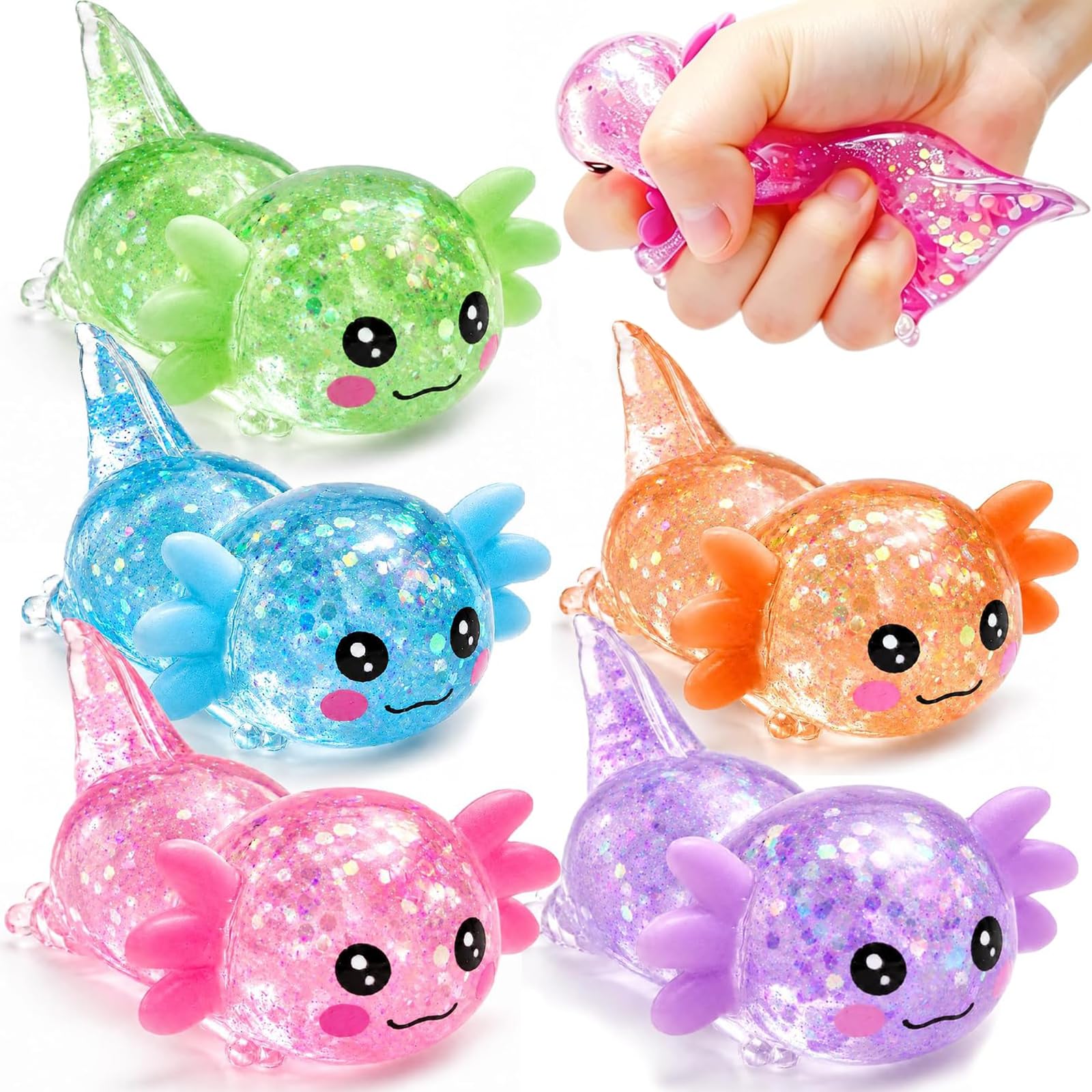 5Pcs Axolotl Squishy Toys, Slow Rising Stress Relief Axolotl Fidget Toy