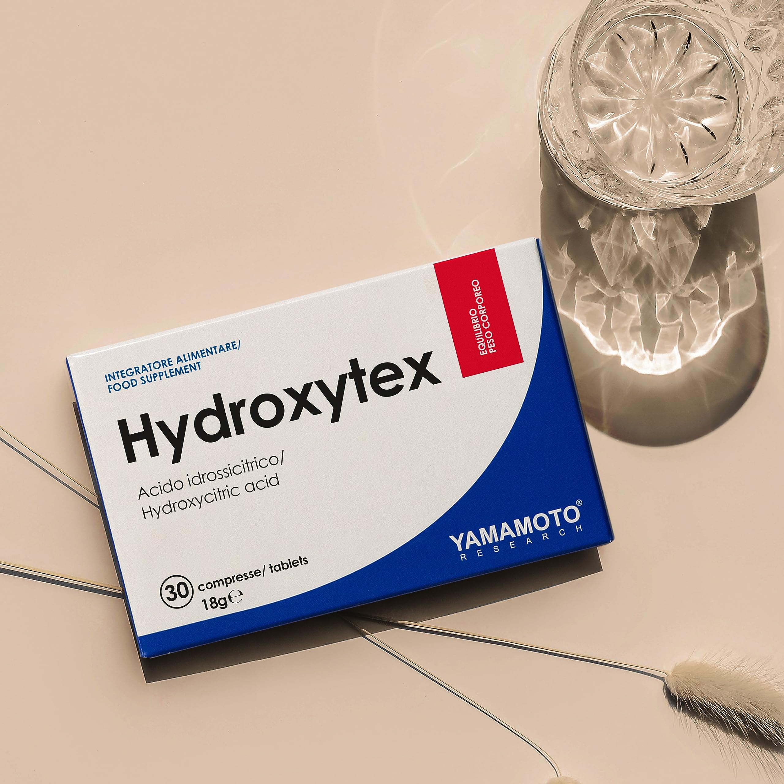 YAMAMOTO RESEARCH Acido Idrossicitrico Hydroxytex 30 Compresse, Integratore Alimentare con Estratti di Garcinia, Favorisce l’Equilibrio del Peso Corporeo e Aiuta a Controllare il Senso di Fame