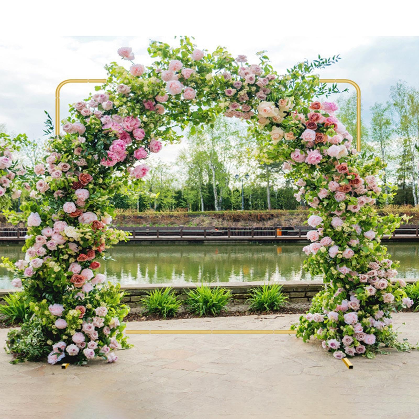 Qianly Arco Nuziale in Ferro Quadrato da Riutilizzare Supporto per Palloncini con Base Stabile Facile da Montare Ornamento per Decorazioni Adatto a Feste di, 180x180 Cm