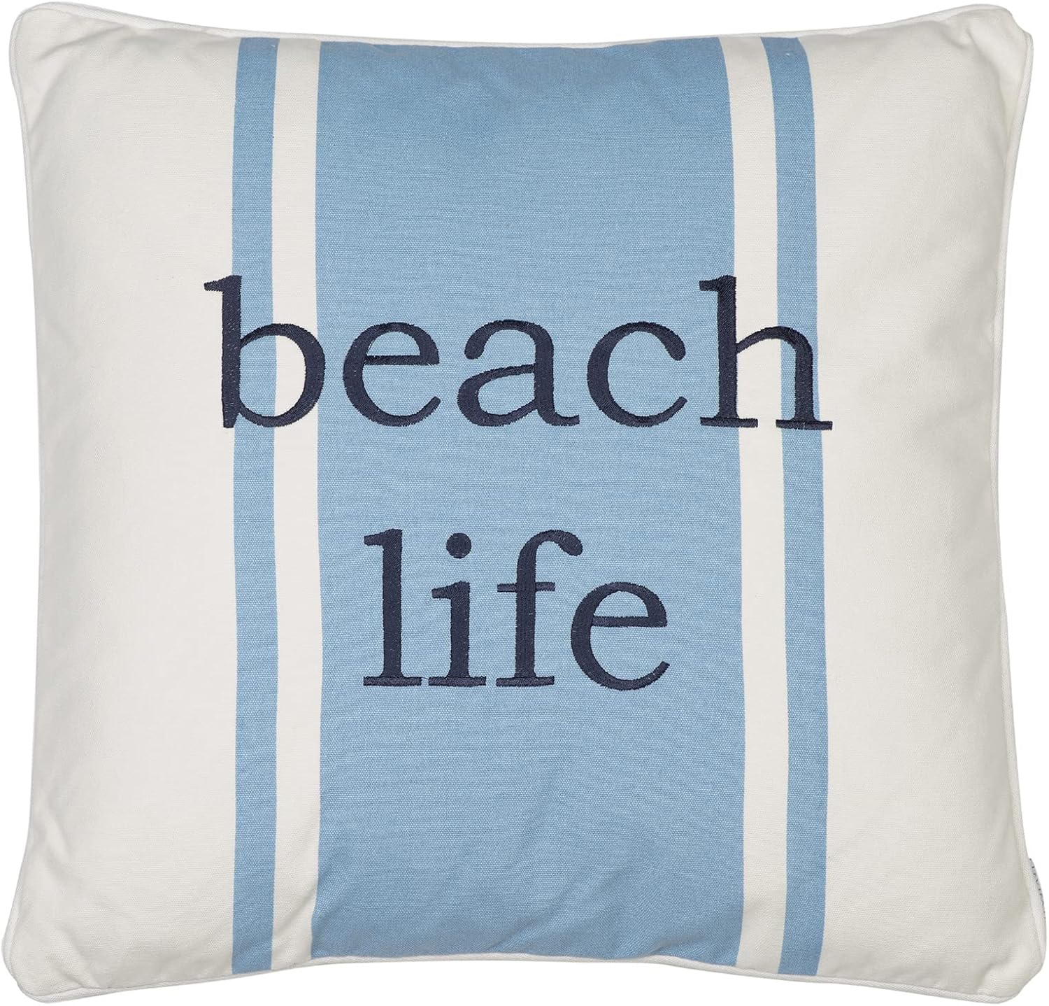 Levtex Home - St Bart - Decorative Pillow (20 x 20in.) - Embroidered Quote - Blue, White, and Black