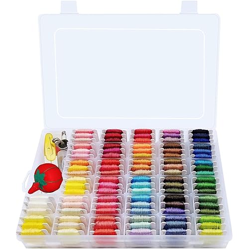 Peirich Embroidery Floss Cross Stitch Supplies, Friendship Bracelets String Kit Embroidery Floss Kit Cross Stitch Kits with Organizer Sewing Boxes Cross Stitch Tools - Gift for Christmas Birthday