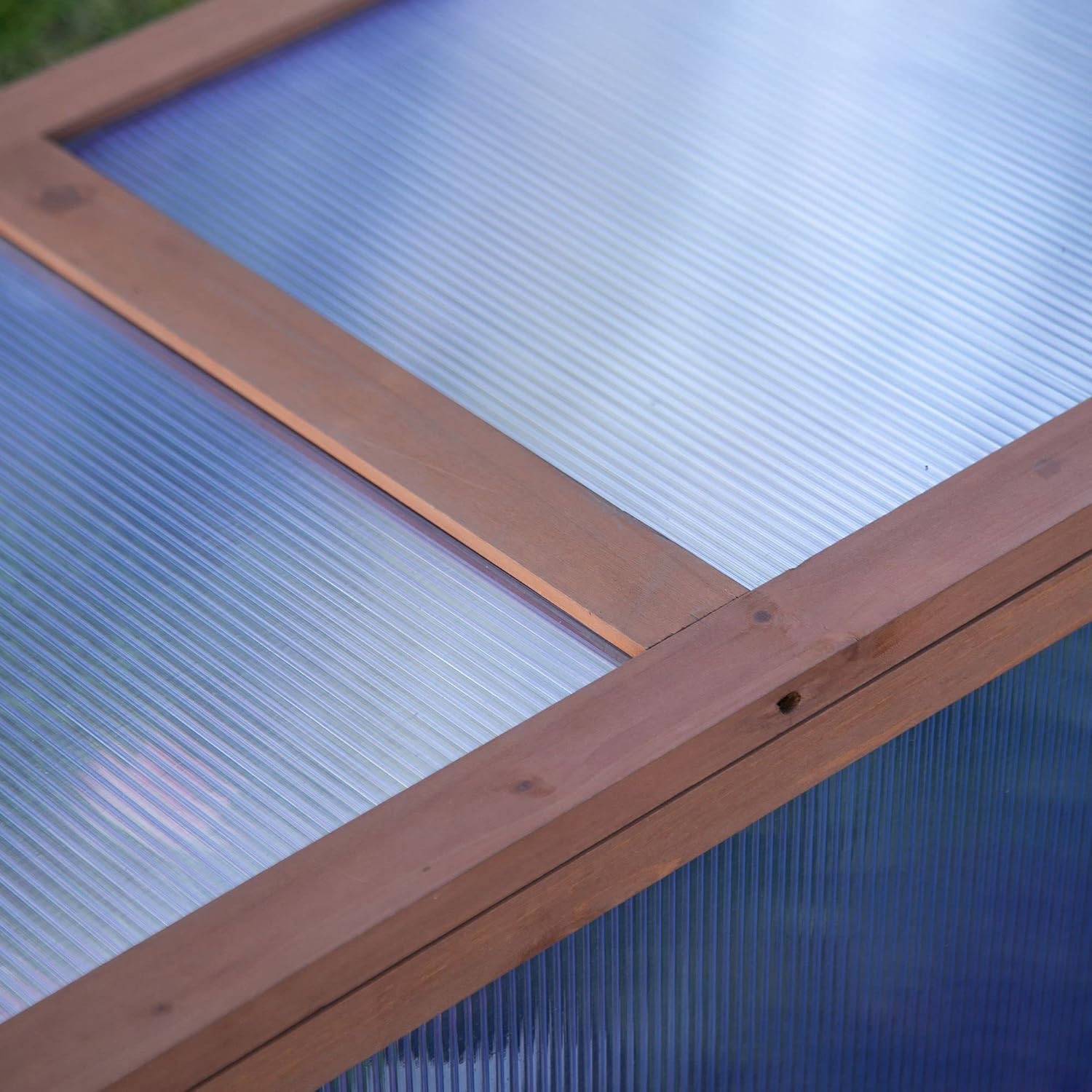 Outsunny 39" x 26" x 16" Wooden Cold Frame with Openable and Tilted Top Cover, Small Polycarbonate Planter Box for Flowers, Vegetables, Plants, Brown - Image 8
