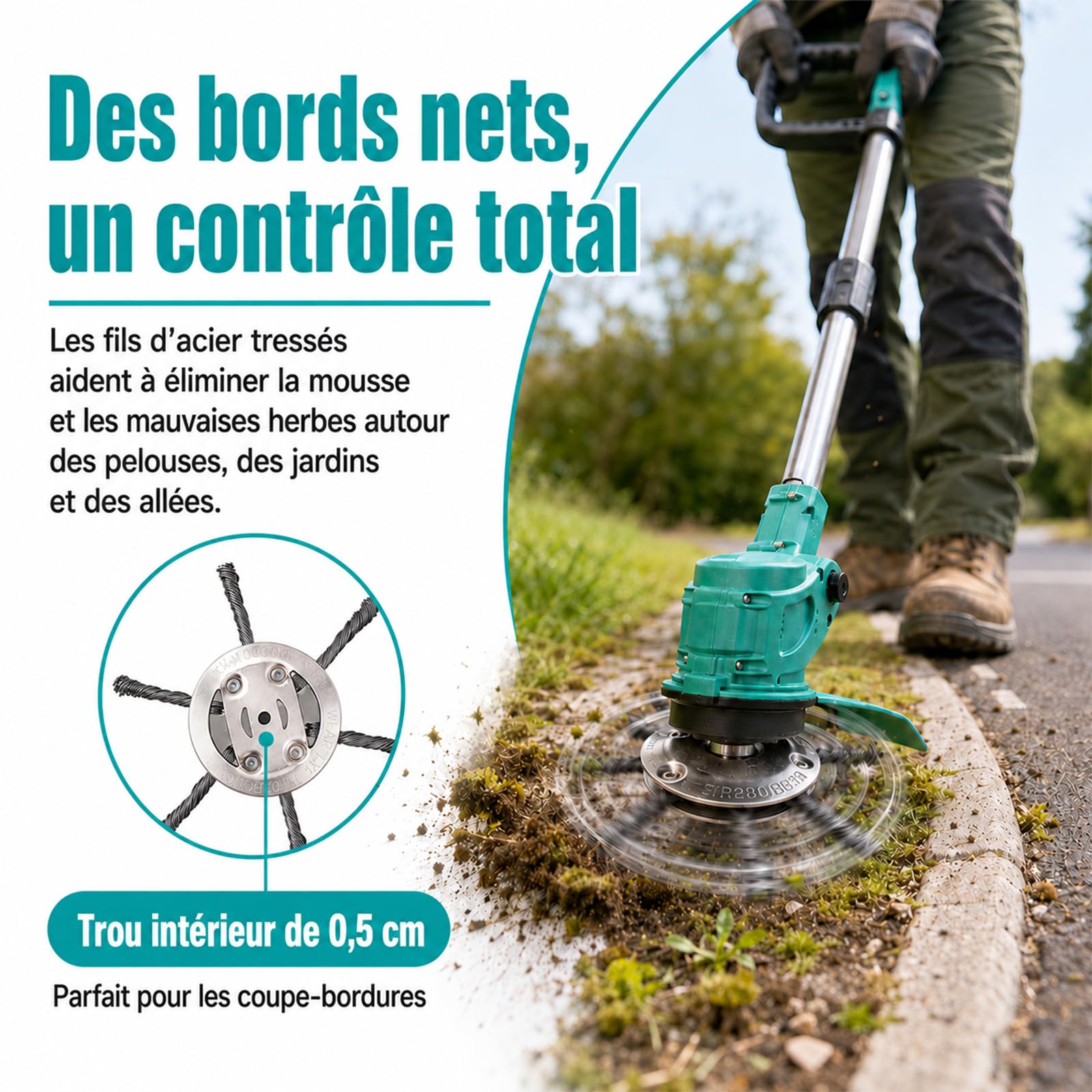 Vultriox pour debroussailleuse Tête de Coupe en Acier 150 mm, Brosse Désherbage pour Débroussailleuse et Coupe-Bordures, Herbe, Mousse et Joints (2, 6 Branches)