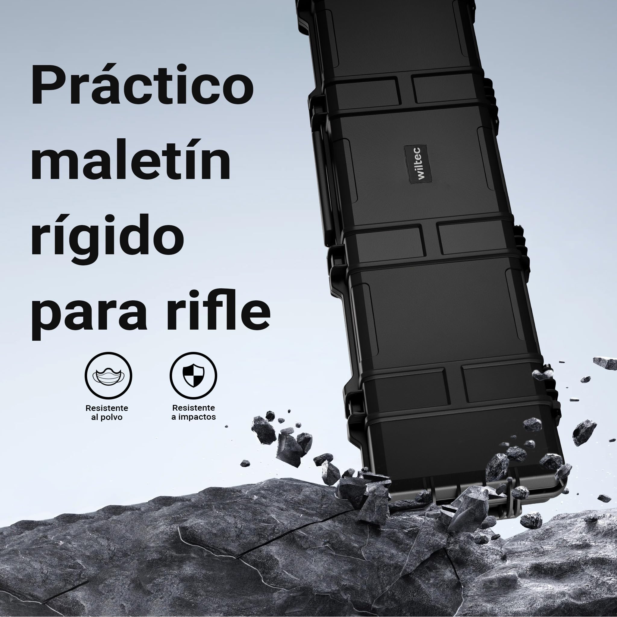 WilTec Maletín para Armas largas con Espuma pre-Cortada Compacto y Ligero de PP para Transporte Seguro de Rifles y escopetas con asa ergonómica