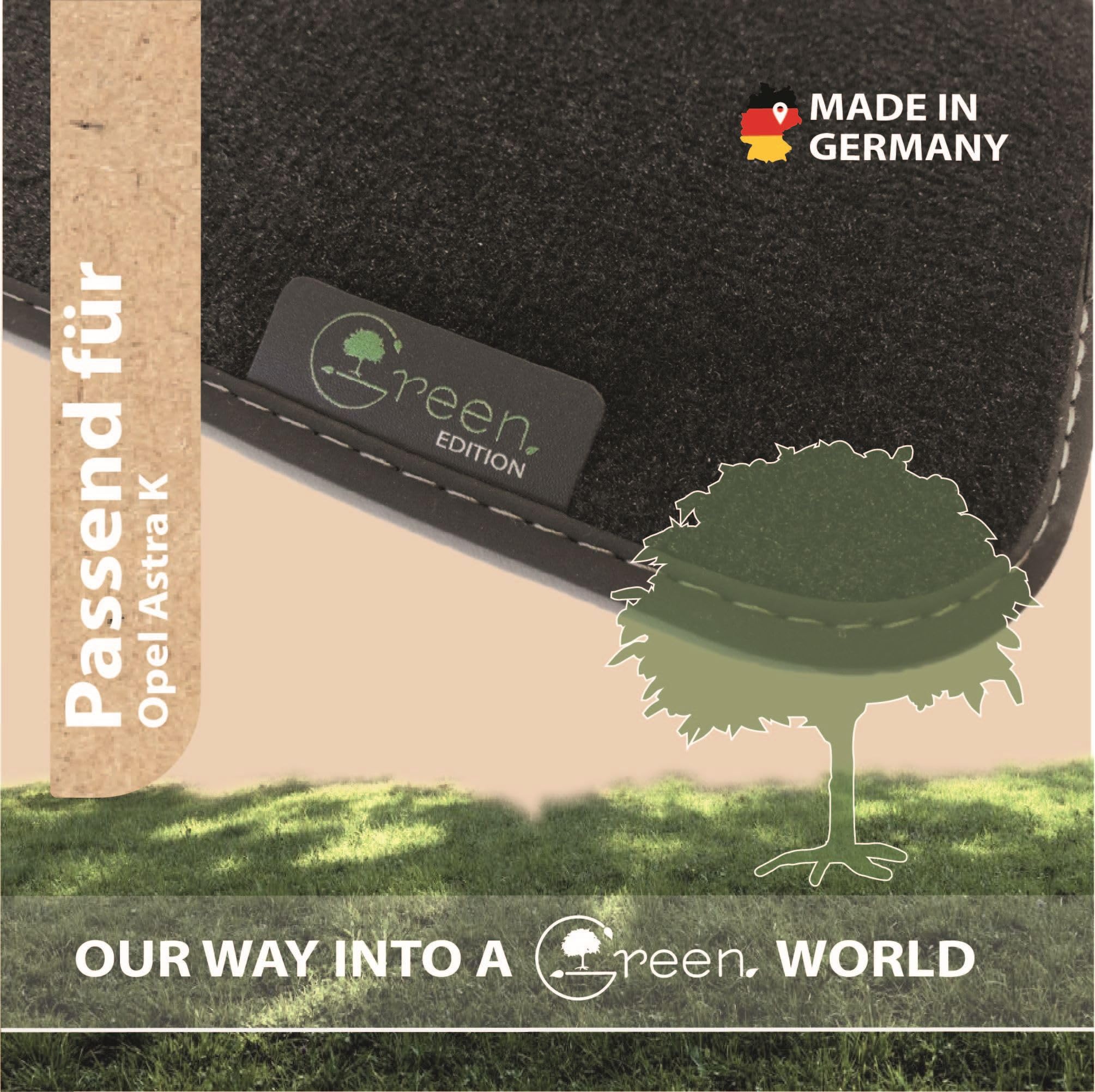 MAT10 Green Edition Fußmatten Für Opel Astra K (2015-2022) - 4-teilig Nachhaltig