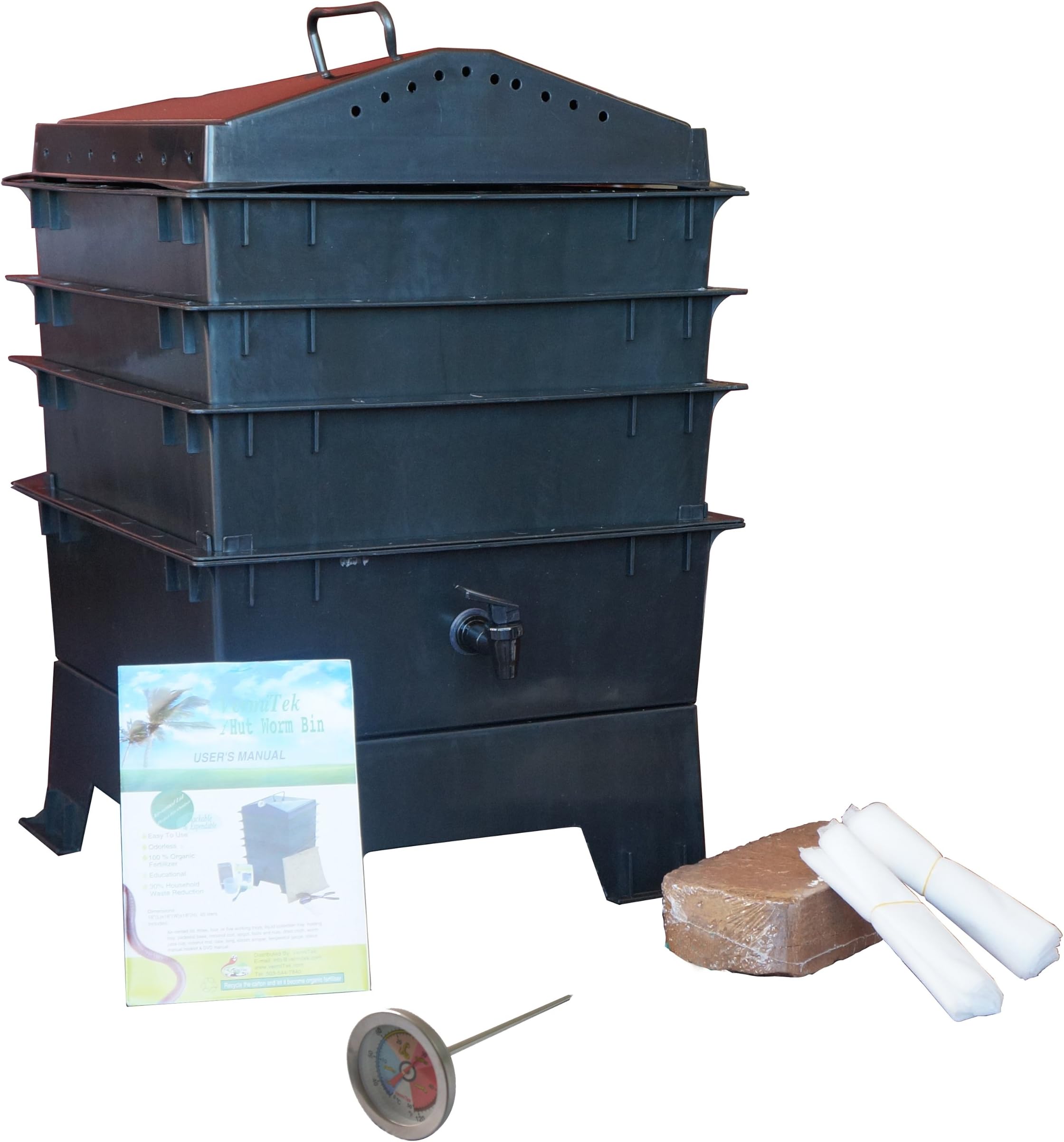 Worm Composter with Free Thermometer, 3-tray, Terracotta