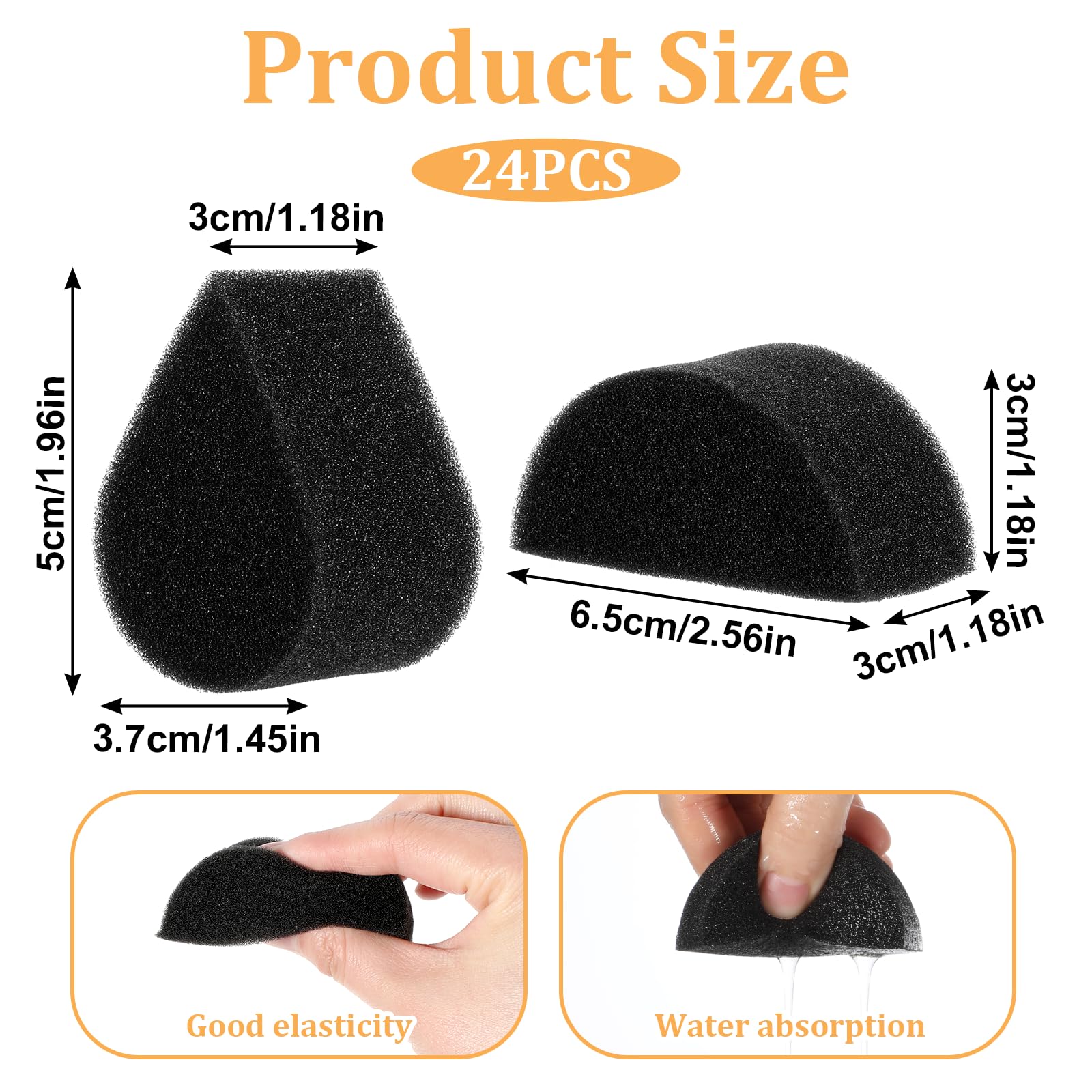 Face Painting Sponges, 24PCS Face Paint Sponges Professional Black High Density Petal Oval and Semicircular Faces Paint Brushes for Adult Art Work,Body Painting Tear Drop Halloween Christmas