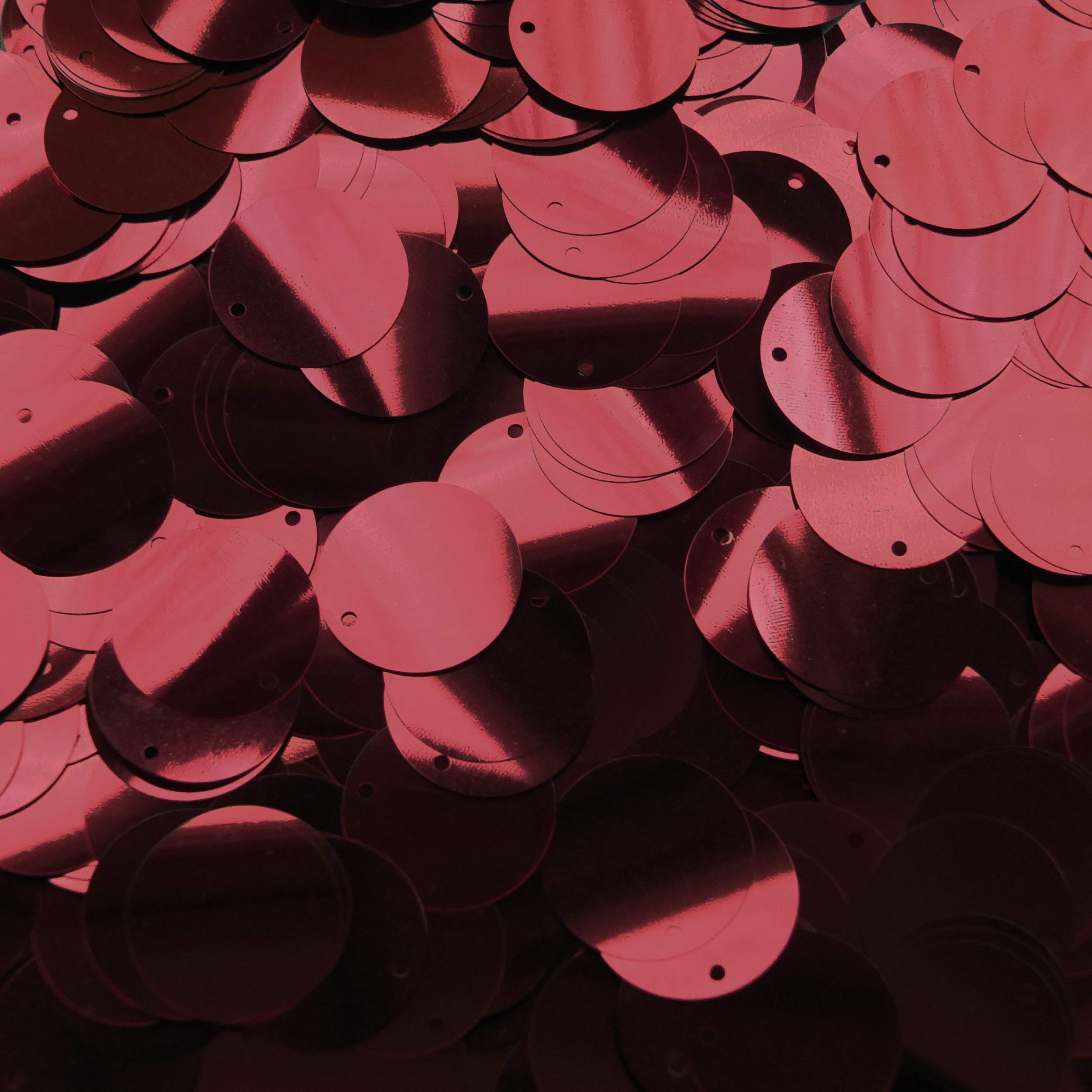 20mm Flat Sequins Burgundy Wine Red Metallic Medium Top Hole Made in USA