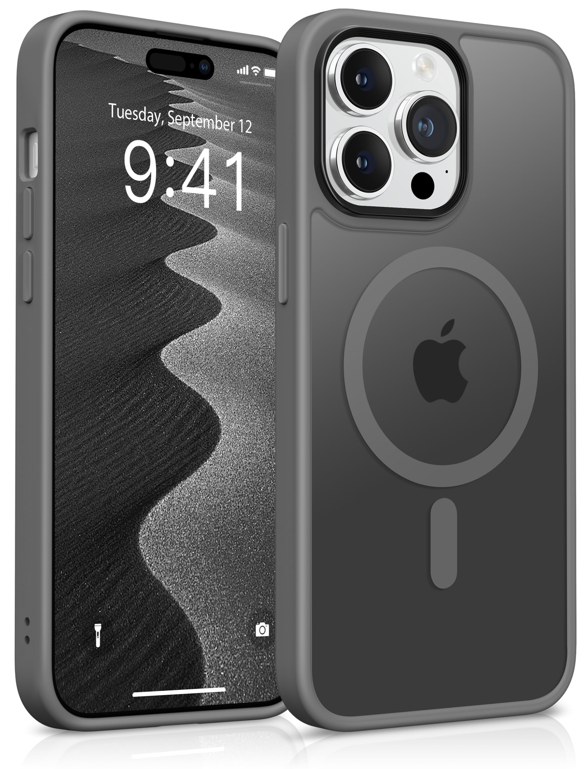 GONEZ Magnetic for iPhone 14 Pro Max Case,Compatible with MagSafe,[Military-Grade Drop Protection][Anti-Fingerprint] Slim Translucent Matte Back