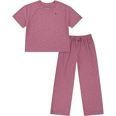 abercrombie kids Boxy Tee & Pants Sleep Set (Big Kid) mesa rose heather