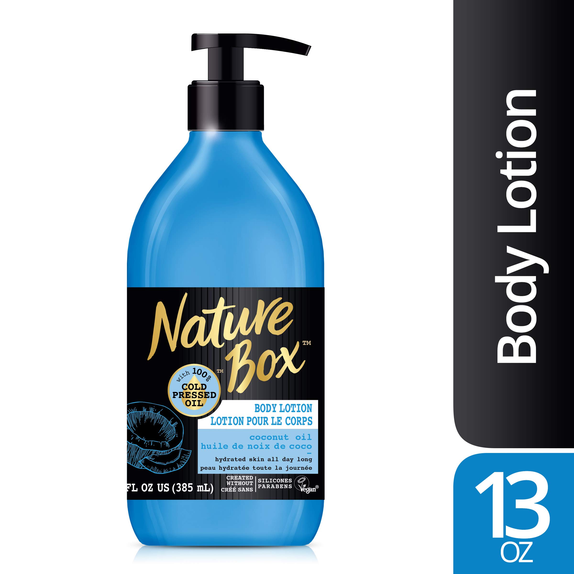 Nature BoxBody Lotion - for Hydrated Skin, with 100% Cold Pressed Coconut Oil, 13 Ounce