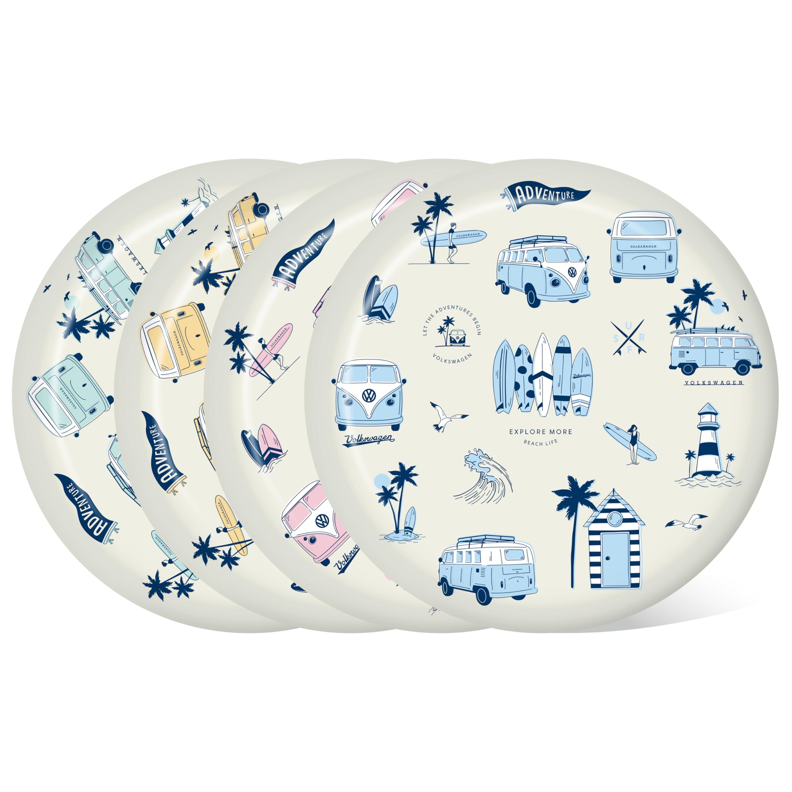 Puckator Set di 4 Piatti da Picnic in rPET Explore Volkswagen T1