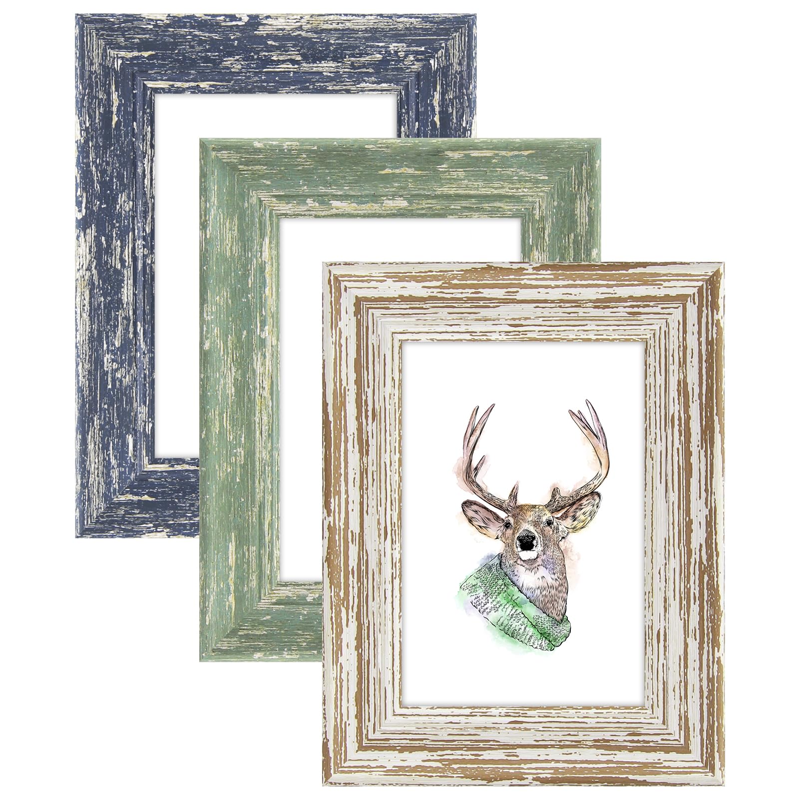 Baeroly 4x6 Picture Frame of 3 Set- Picture Frames with HD Plastic Cover,Farmhouse Picture Frames for Table or Wall Hanging
