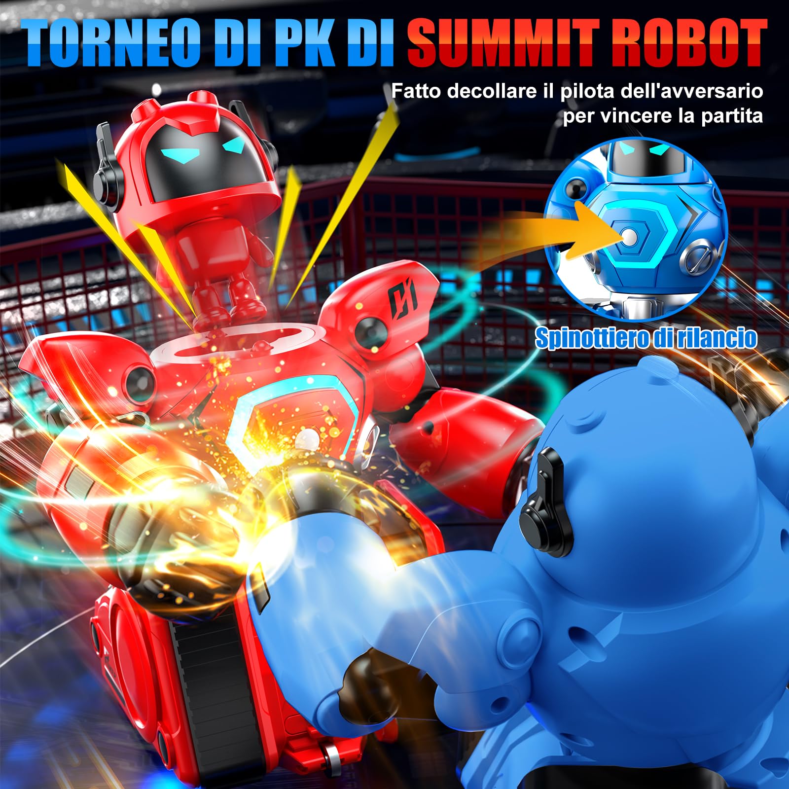 Herenear 2 Robot Kombat Telecomando per Bambini, RC Collision Robo Giocattolo, Combattimento Robot con Luce LED e Musica, Carrello da Calcio, Regali per Ragazzi Ragazze