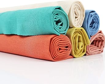 Embroidery Fabric-6 Pcs 6 Solid Colors Linen Needlework Fabric Cross Stitch Cloth for DIY Art Craft Handwork ...